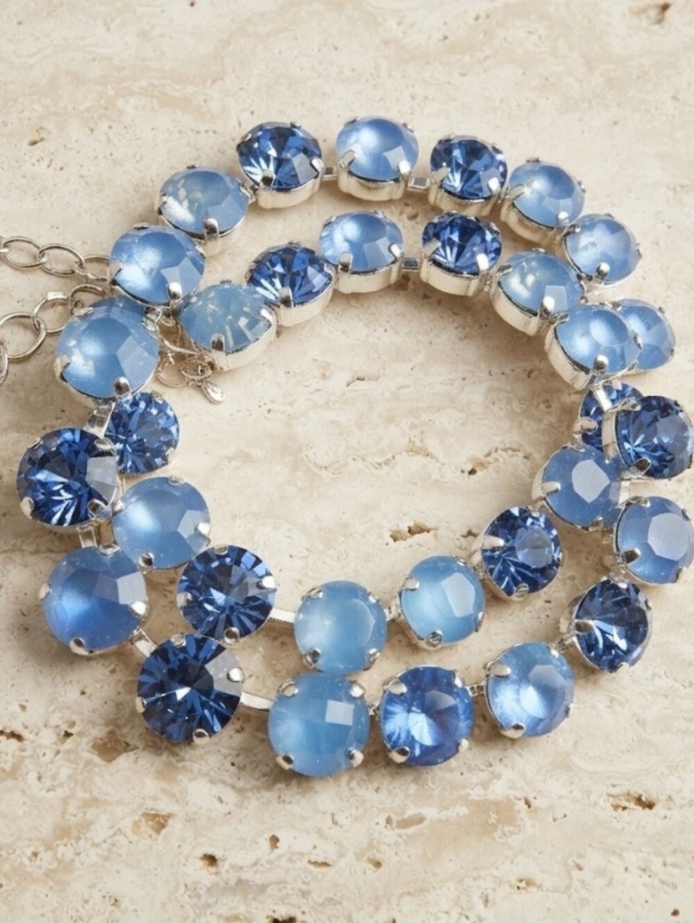 Light Sapphire & Blue Opal Crystal Necklace & Earrings Sterling or Gold Plated